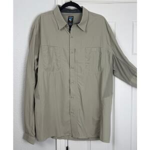 Kuhl Mens XXL Tan Nylon Hiking Shirt Long Sleeve Outdoor Vented